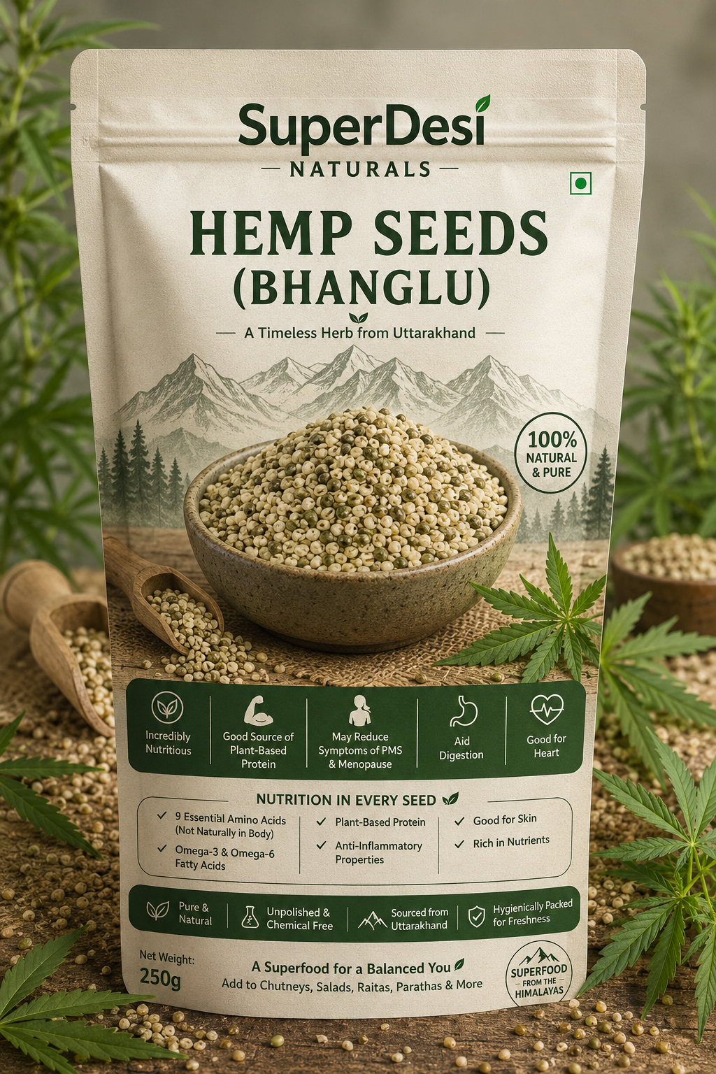 Himalayan Hemp Seeds (Bhanglu) – Superfood (100g)